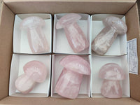 Polished Rose Quartz Mushrooms x 6 From Madagascar