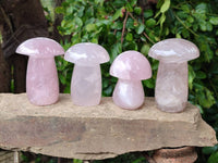 Polished Rose Quartz Mushrooms x 6 From Madagascar