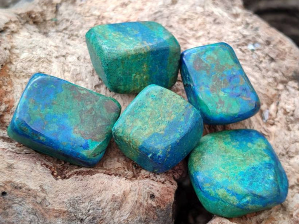 Polished Azurite And Flower Banded Malachite Free Forms x 71 From Congo