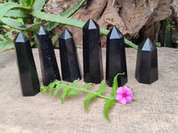 Polished Black Basalt Points x 6 From Madagascar