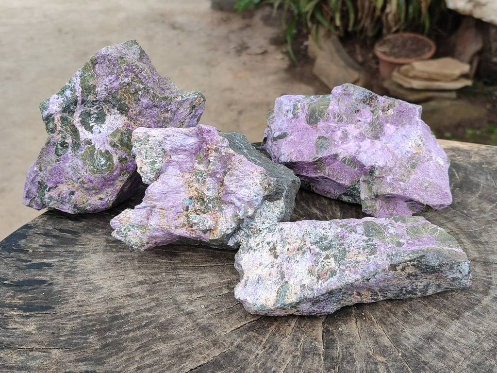 Natural Large Stichtite Cobbed Specimens x 4 From Barberton, South Africa - Toprock Gemstones and Minerals 