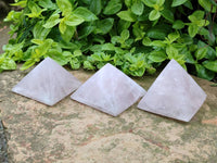 Polished Rose Quartz Pyramids x 4 From Madagascar