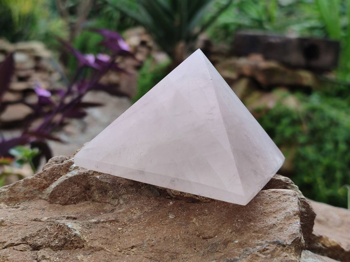 Polished Rose Quartz Pyramids x 4 From Madagascar - Toprock Gemstones and Minerals 