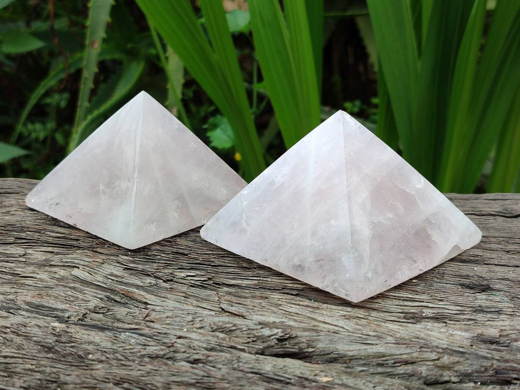 Polished Rose Quartz Pyramids x 4 From Madagascar - Toprock Gemstones and Minerals 