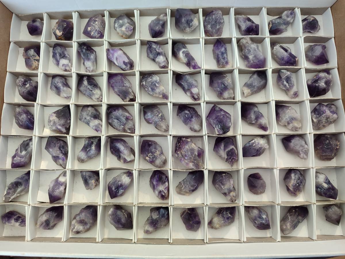Natural Mini Chevron Amethyst Crystals x 70 From Zambia - Toprock Gemstones and Minerals 