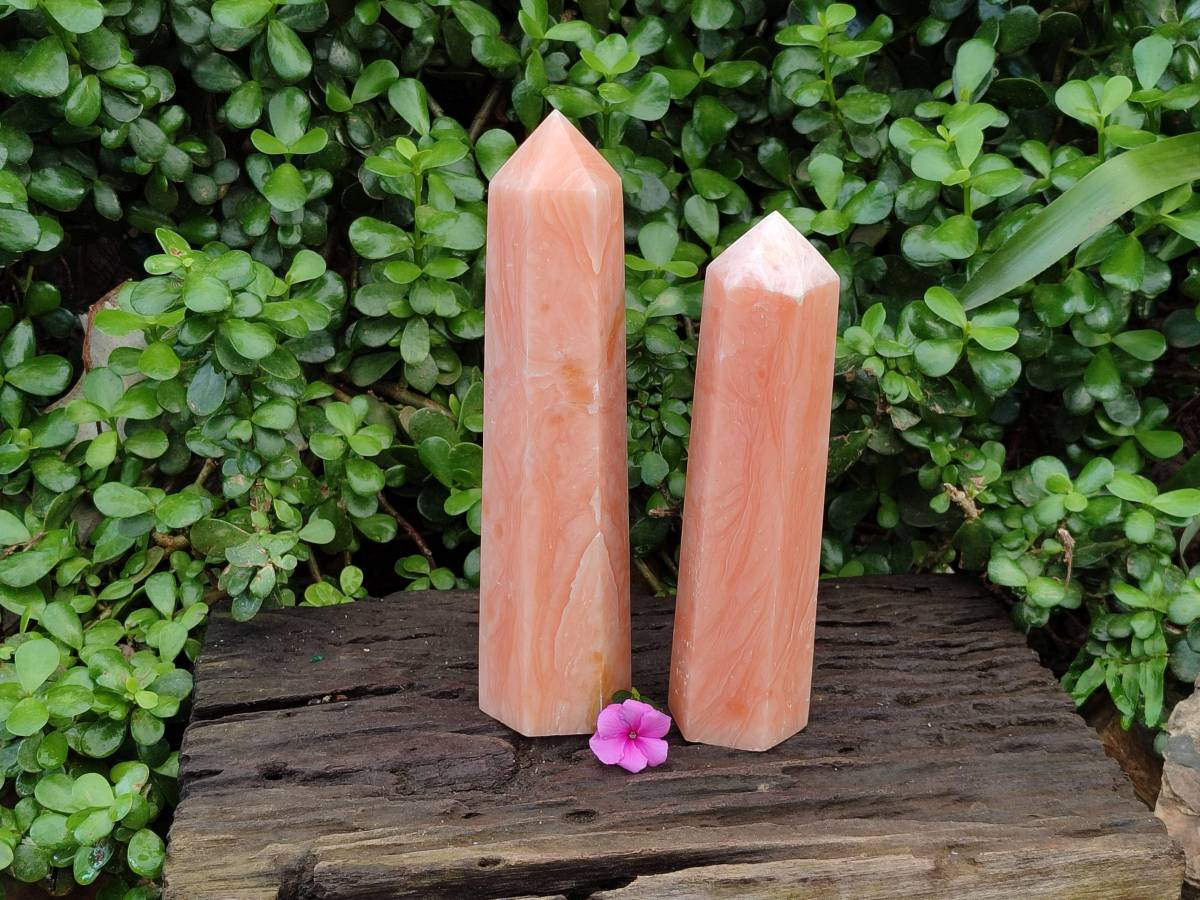 Polished Orange Twist Calcite Towers x 2 From Maevantanana , Madagascar - Toprock Gemstones and Minerals 