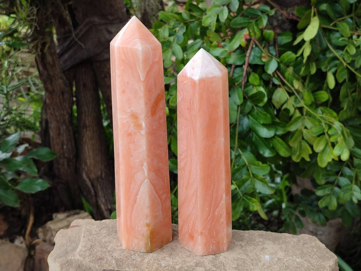 Polished Orange Twist Calcite Towers x 2 From Maevantanana , Madagascar - Toprock Gemstones and Minerals 