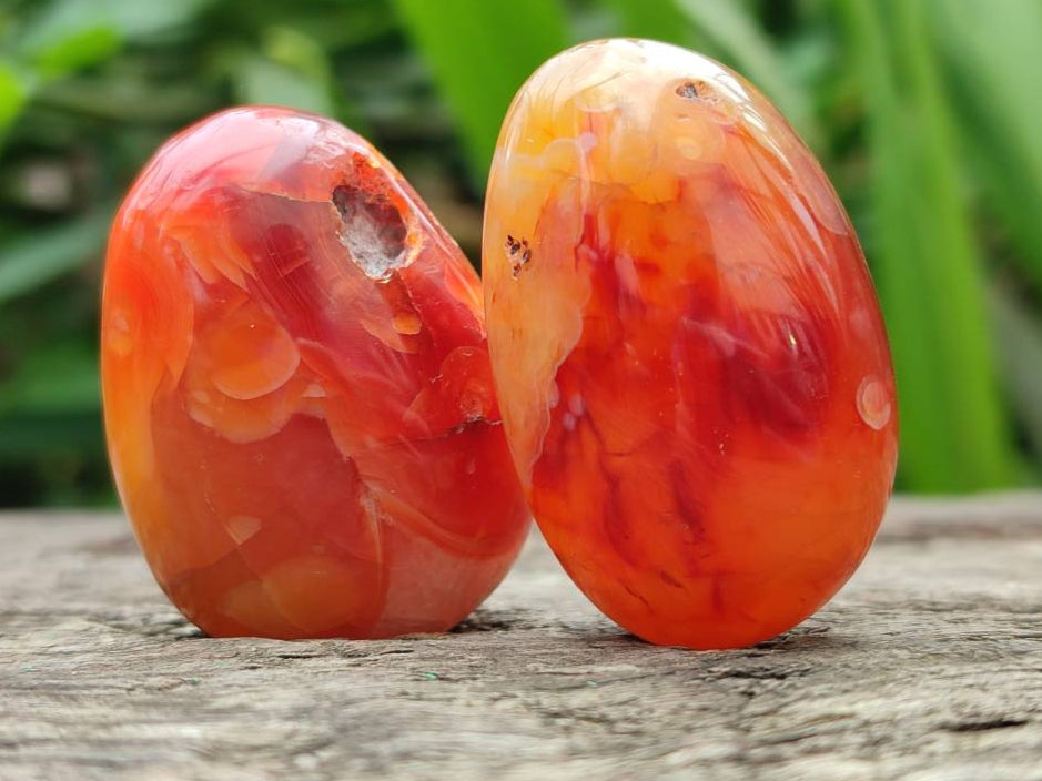 Polished Carnelian Agate Gemstone Galets x 35 From Madagascar - Toprock Gemstones and Minerals 
