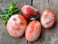 Polished Carnelian Agate Gemstone Galets x 35 From Madagascar