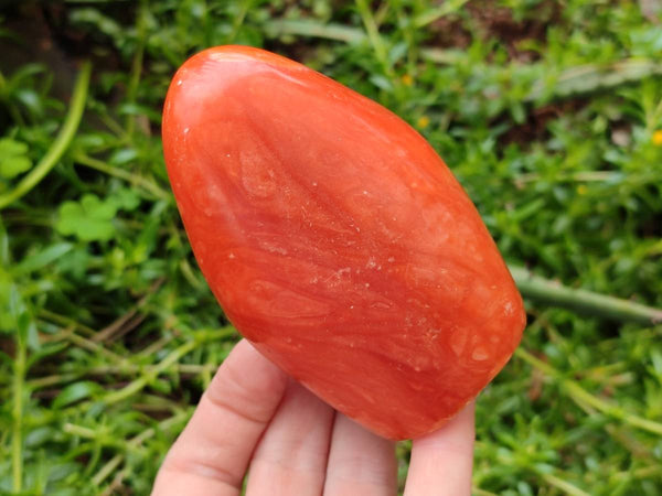 Polished Orange Calcite Standing Free Forms x 3 From Madagascar