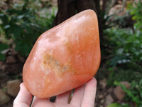 Polished Orange Calcite Standing Free Forms x 3 From Madagascar