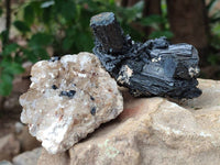 Natural Schorl Black Tourmaline Specimens With Associated Minerals x 6 From Erongo, Namibia