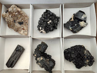 Natural Schorl Black Tourmaline Specimens With Associated Minerals x 6 From Erongo, Namibia