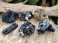 Natural Schorl Black Tourmaline Specimens With Associated Minerals x 6 From Erongo, Namibia