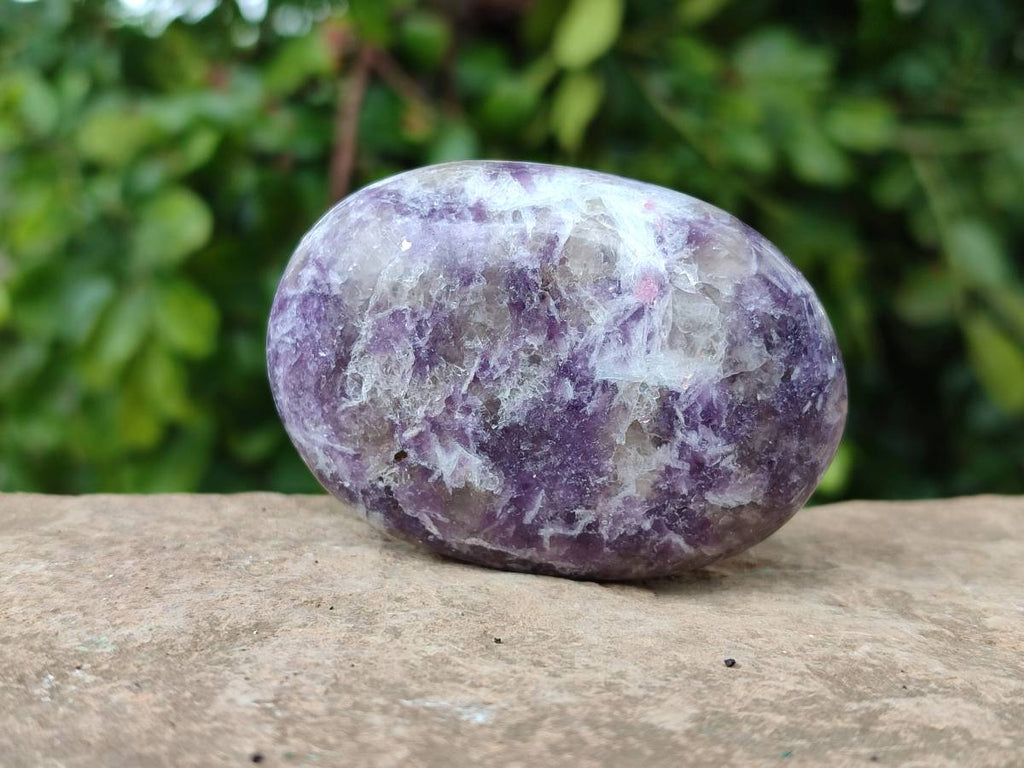 Polished Lepidolite With Rubellite Pink Tourmaline Galets x 12 From Madagascar - Toprock Gemstones and Minerals 