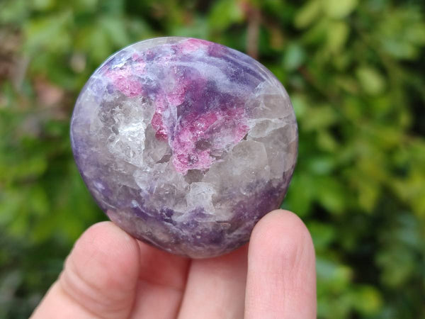Polished Lepidolite With Rubellite Pink Tourmaline Galets x 12 From Madagascar