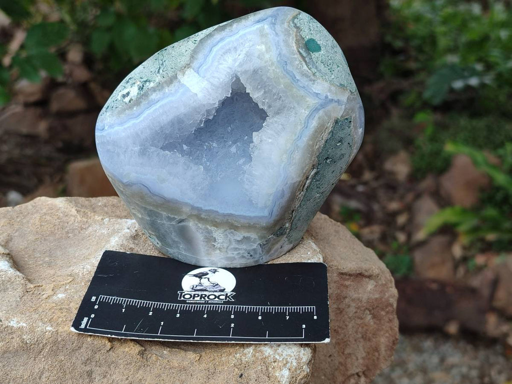 Polished Blue Lace Agate Standing Free Forms x 2 From Nsanje, Malawi - Toprock Gemstones and Minerals 