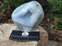 Polished Blue Lace Agate Standing Free Forms x 2 From Nsanje, Malawi