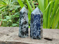 Polished Gabbro 'Merlinite' Points x 2 From Madagascar