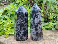 Polished Gabbro 'Merlinite' Points x 2 From Madagascar