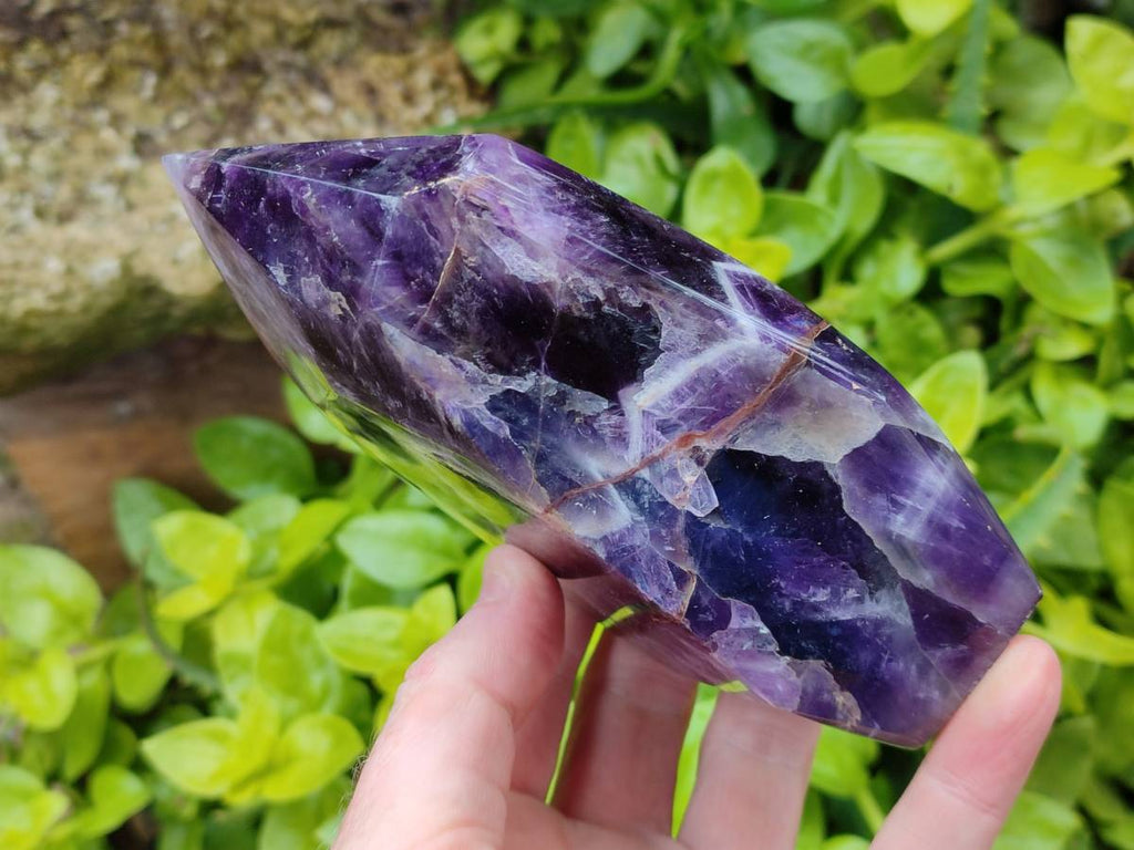 Polished Chevron Amethyst Points x 2 From Zambia - Toprock Gemstones and Minerals 