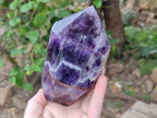Polished Chevron Amethyst Points x 2 From Zambia - Toprock Gemstones and Minerals 