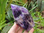 Polished Chevron Amethyst Points x 2 From Zambia - Toprock Gemstones and Minerals 