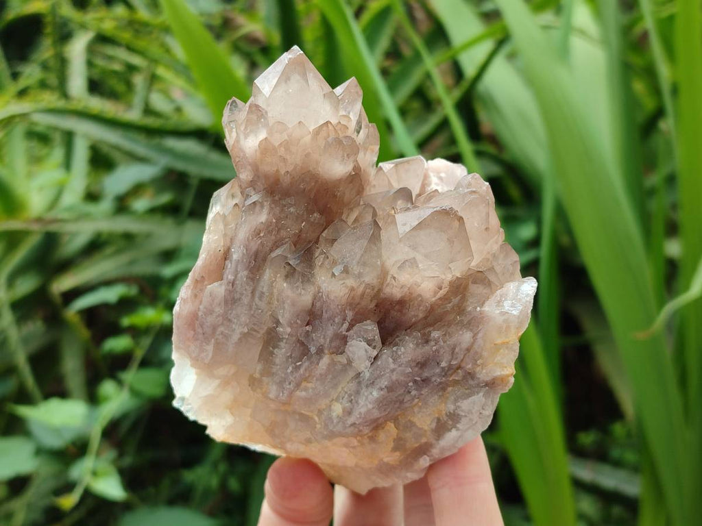 Natural Cascading Smokey White Phantom Quartz Clusters x 3 From Luena, Congo - Toprock Gemstones and Minerals 