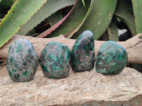 Polished Mutokolite Muscovite Emerald Mica Standing Free Forms x 4 From Mutoko, Zimbabwe