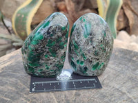 Polished Mutokolite Muscovite Emerald Mica Standing Free Forms x 4 From Mutoko, Zimbabwe