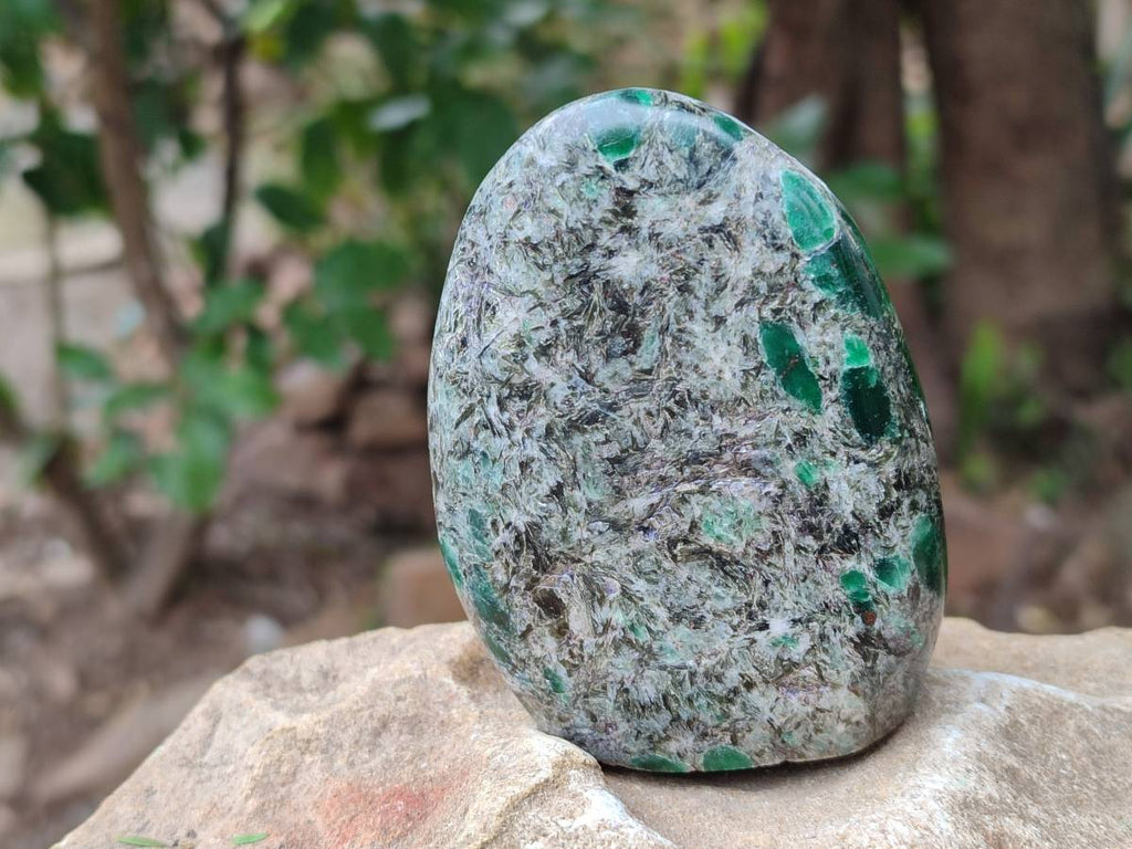 Polished Mutokolite Muscovite Emerald Mica Standing Free Forms x 4 From Mutoko, Zimbabwe - Toprock Gemstones and Minerals 