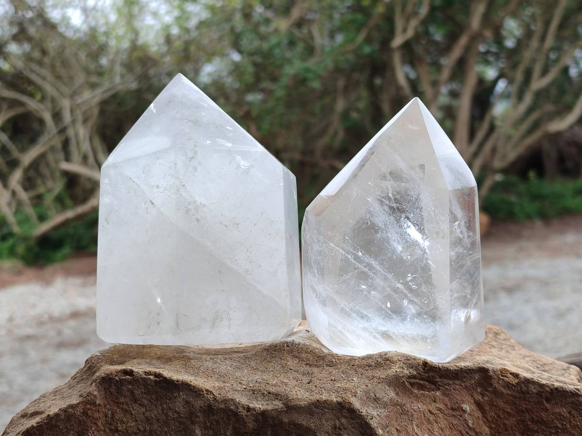Polished Clear Quartz Crystal x 2 From Madagascar - Toprock Gemstones and Minerals 