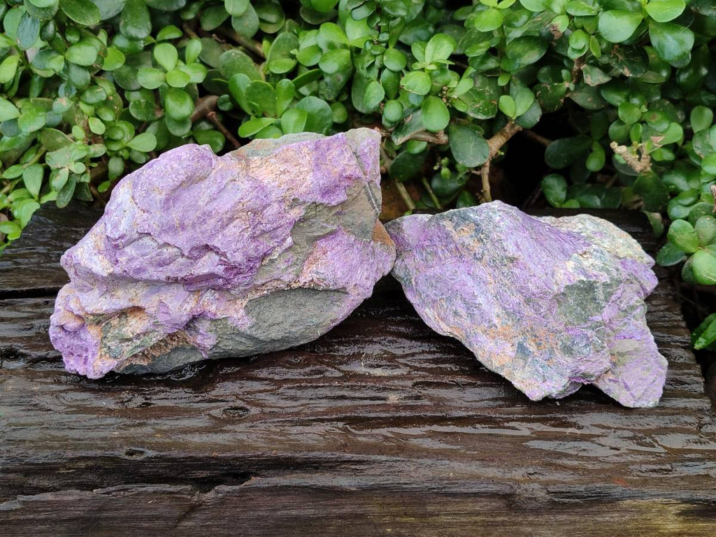 Natural Stichtite And Green Serpentine Specimens x 2 From Barberton, South Africa - Toprock Gemstones and Minerals 