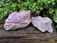 Natural Stichtite And Green Serpentine Specimens x 2 From Barberton, South Africa