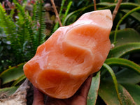 Polished Orange Calcite Flame x 1 From Maevantanana, Madagascar