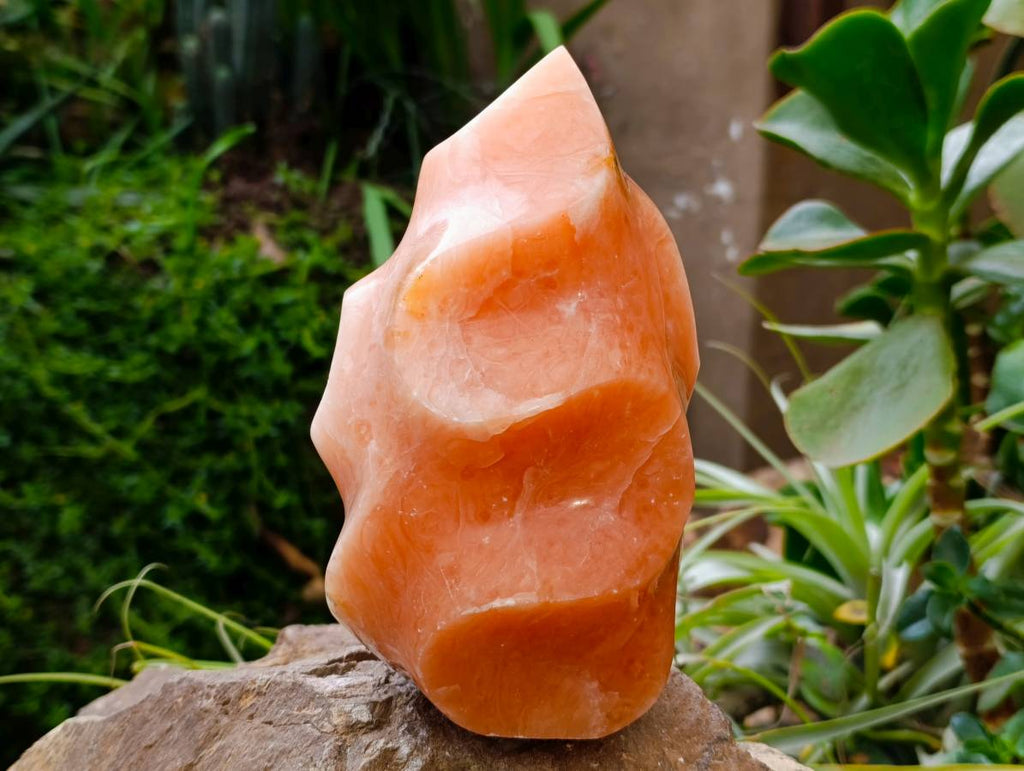 Polished Orange Calcite Flame x 1 From Maevantanana, Madagascar - Toprock Gemstones and Minerals 