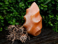 Polished Orange Calcite Flame x 1 From Maevantanana, Madagascar