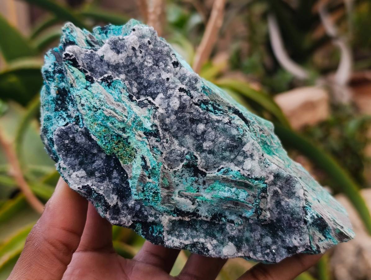 Natural Drusy Coated Chrysocolla With Malachite Specimens x 3 From Lupoto Mine, Congo - Toprock Gemstones and Minerals 