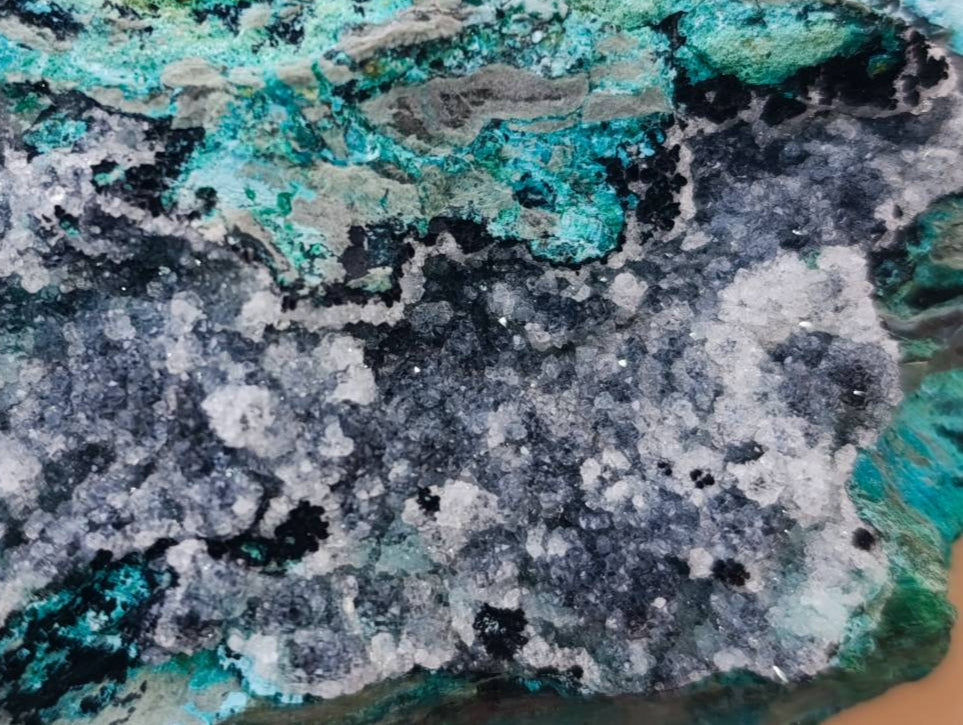 Natural Drusy Coated Chrysocolla With Malachite Specimens x 3 From Lupoto Mine, Congo - Toprock Gemstones and Minerals 