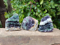 Polished On One Side Watermelon Fluorite Slices x 6 From Uis, Namibia