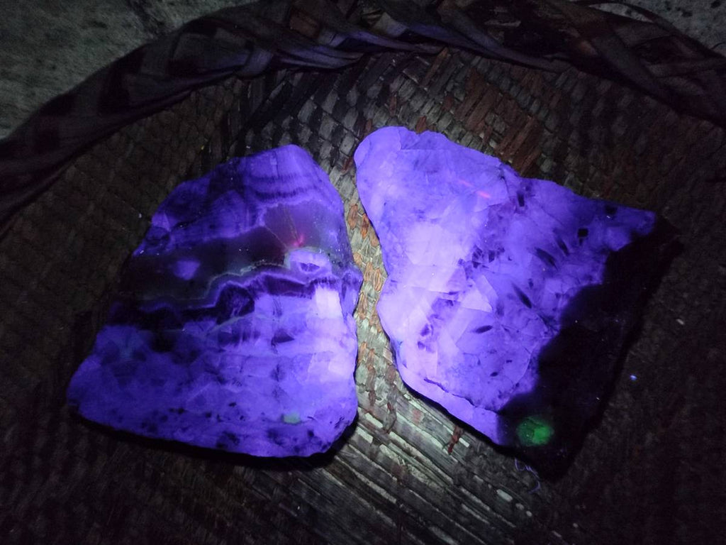 Polished On One Side Watermelon Fluorite Slices x 6 From Uis, Namibia - Toprock Gemstones and Minerals 