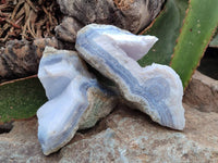 Natural Blue Lace Agate Geode Specimens x 12 From Nsanje, Malawi