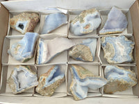 Natural Blue Lace Agate Geode Specimens x 12 From Nsanje, Malawi