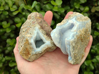 Natural Blue Lace Agate Geode Specimens x 12 From Nsanje, Malawi