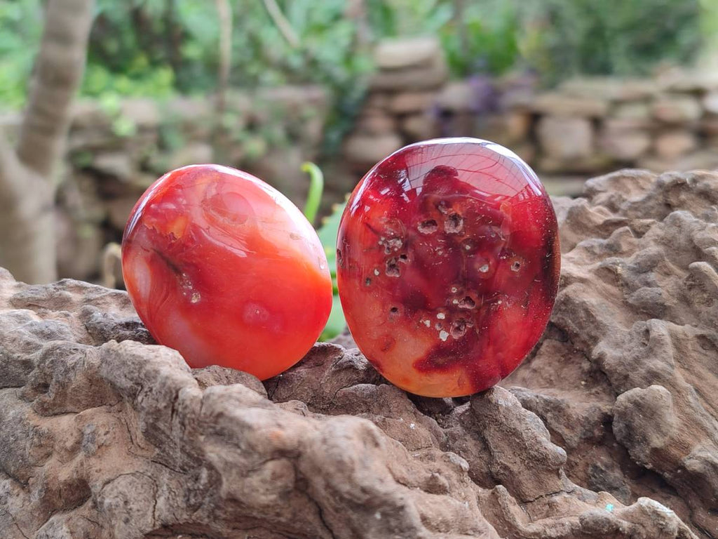 Polished Carnelian Agate Gemstone Galets x 20 From Madagascar - Toprock Gemstones and Minerals 