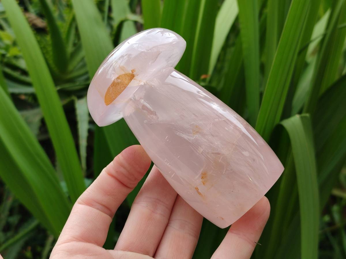 Polished Rose Quartz Mushrooms x 3 From Madagascar - Toprock Gemstones and Minerals 