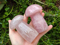 Polished Rose Quartz Mushrooms x 3 From Madagascar