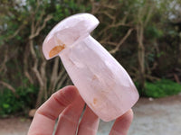 Polished Rose Quartz Mushrooms x 3 From Madagascar