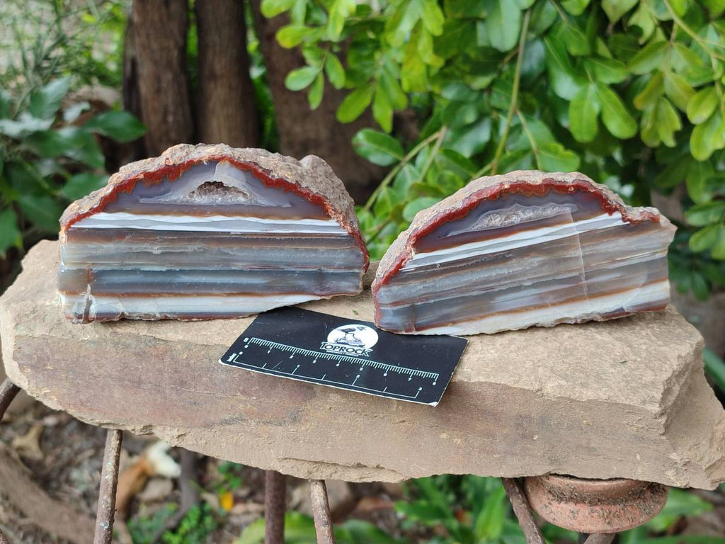Polished On One Side Red Sashe River Agate Nodules x 2 From Sashe River, Zimbabwe - Toprock Gemstones and Minerals 