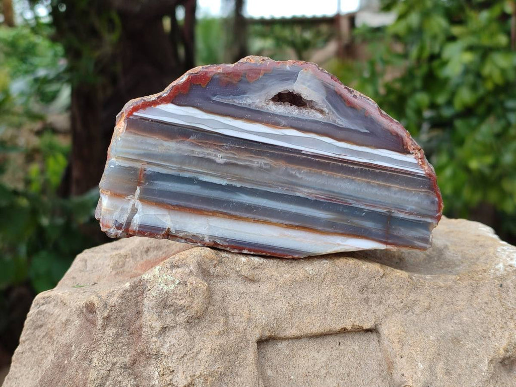 Polished On One Side Red Sashe River Agate Nodules x 2 From Sashe River, Zimbabwe - Toprock Gemstones and Minerals 